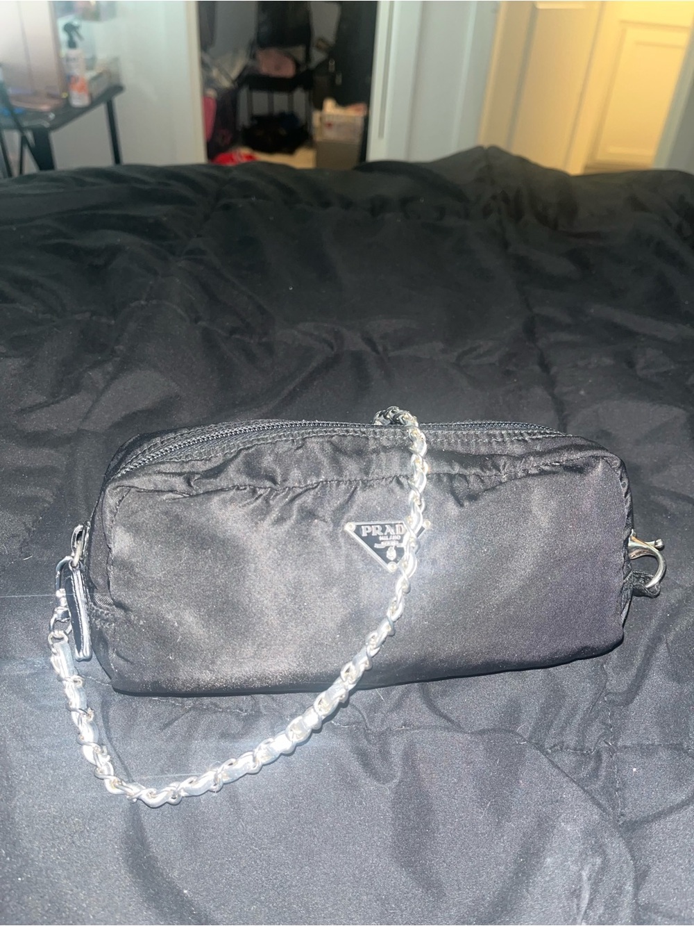 Prada Black Nylon Chain Strap Shoulder Pouch. - Picture 4 of 13